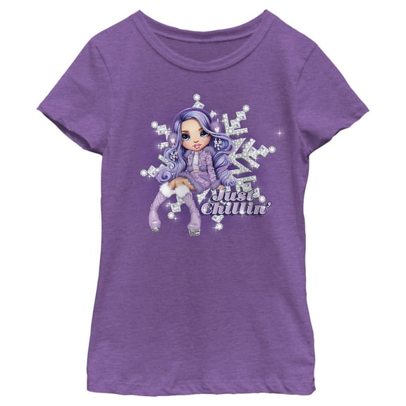 Girl's Rainbow High Just Chillin' Violet Graphic Tee Purple Berry Large