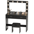 thumbnail image 7 of Lacoo Vanity Set with Mirror and Drawer Makeup Vanity Desk and Chair Set with Lights, Black, 7 of 7