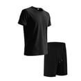 thumbnail image 4 of Maqroz Mens Sweatsuits 2 Piece Set Short Sleeve T-Shirt and Shorts Set Crew Neck Top with Elastic Waist Bottoms Casual Loungewear Soft Everyday Wear Lightweight Comfortable Home Outfit, 4 of 5