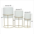thumbnail image 4 of DecMode 23", 19", 16"H Rattan Weave Inspired White Metal Planter with Removeable Ring Stands (3 Count), 4 of 16