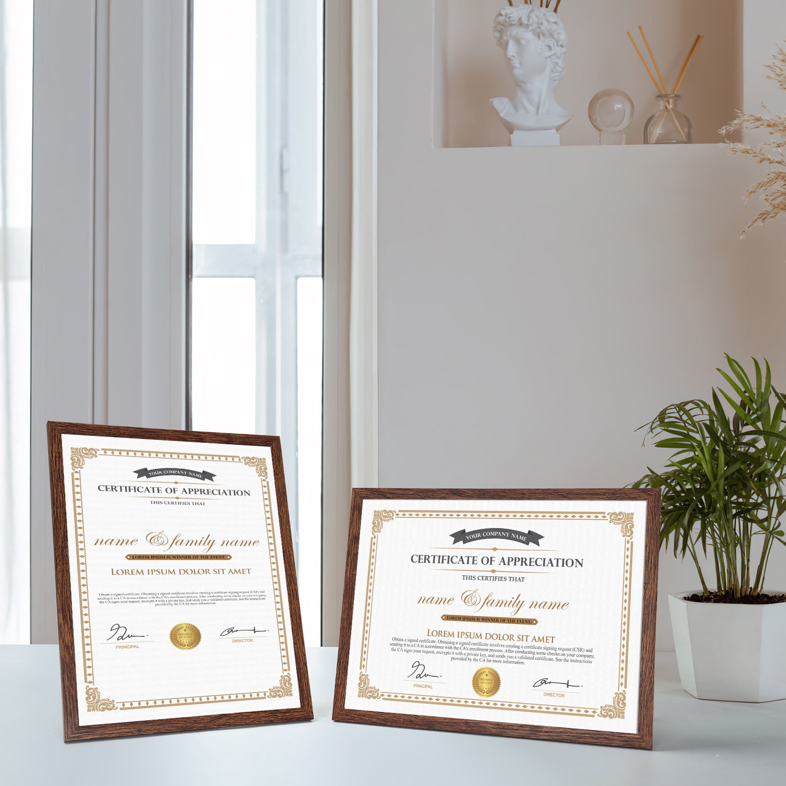 18 Pack 8.5x11 Picture Frames, Photo Frame Brown Horizontal or Vertical for wall or tabletop Display,Award Certificate Diploma