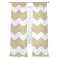 thumbnail image 7 of Light Brown Sheer Curtains 108 inches Long 2 Panels Set Sea Wave Ripple Stripe Tiers Sheers Rod Pocket Small Window Short Curtains for Kitchen Cafe, Each 52" W x 108" L, 7 of 7