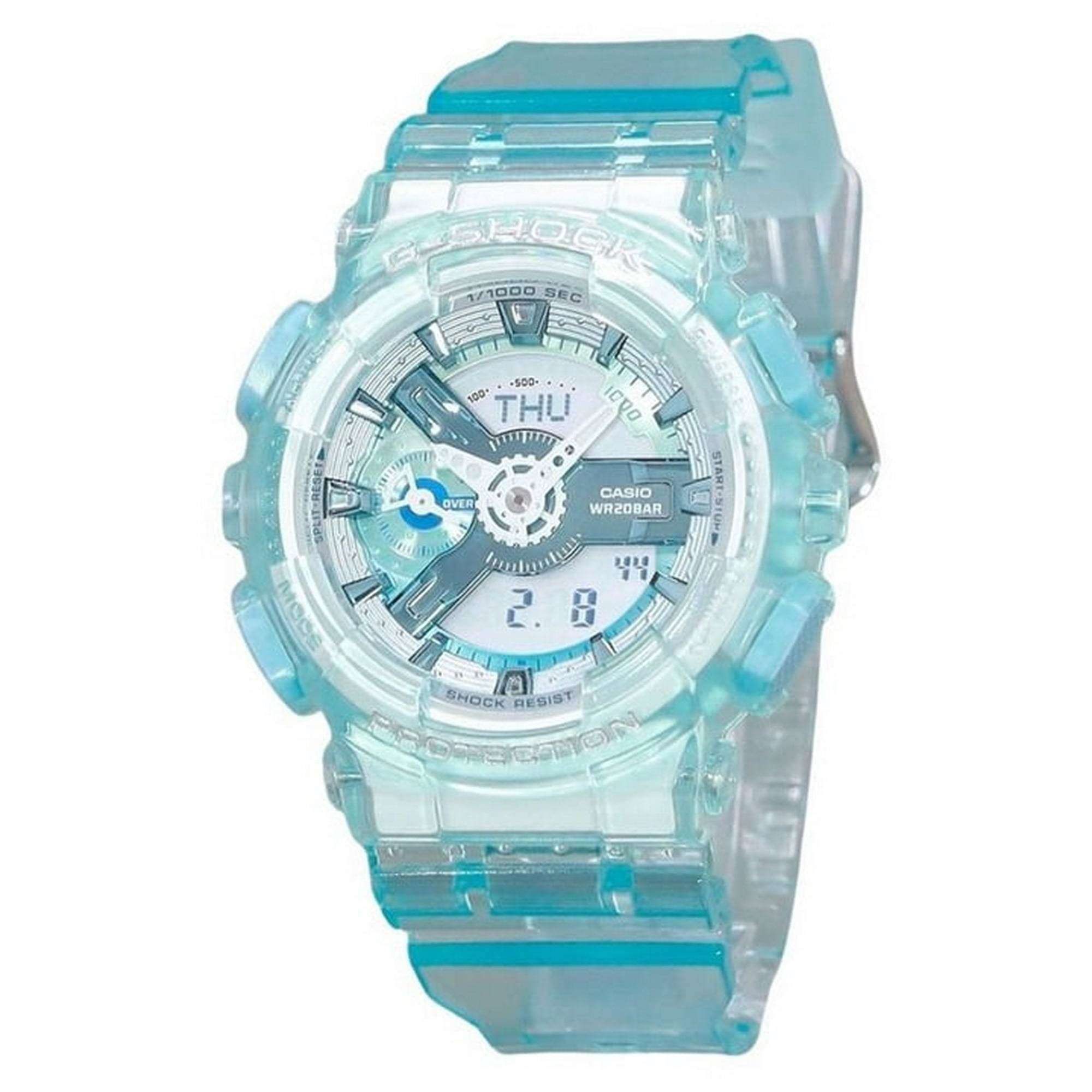 Casio G Shock Analog Digital Translucent Light Blue Multicolor Dial Quartz GMA S110VW 2A 200M Women s Watch Walmart