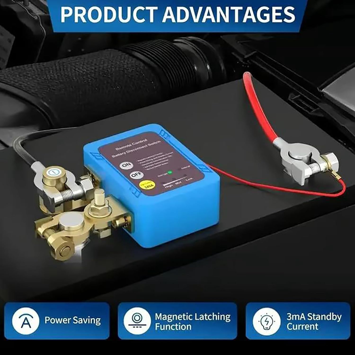 Remote Control of Car Devices for Anti-Theft Safety, Battery Disconnect Switch with Remote, 12V 240A Kill Switch for Theft Protection on Car Truck and RV