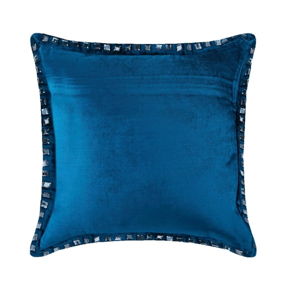Cushion Cover For Sofa, Blue Decorative Pillowcase 16x16 inch (40x40 cm), Velvet Decorative Throw Pillow Covers For Couch, Solid Color, Modern Cushion Cover  - Blue Crystal Palace