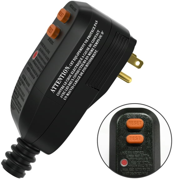 GFCI Replacement Plug Assembly with Ground Fault Circuit Interrupter Safety RCD Protection, Black