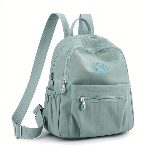 New Solid Aqua Blue Black Large-capacity Nylon Fashion Backpack