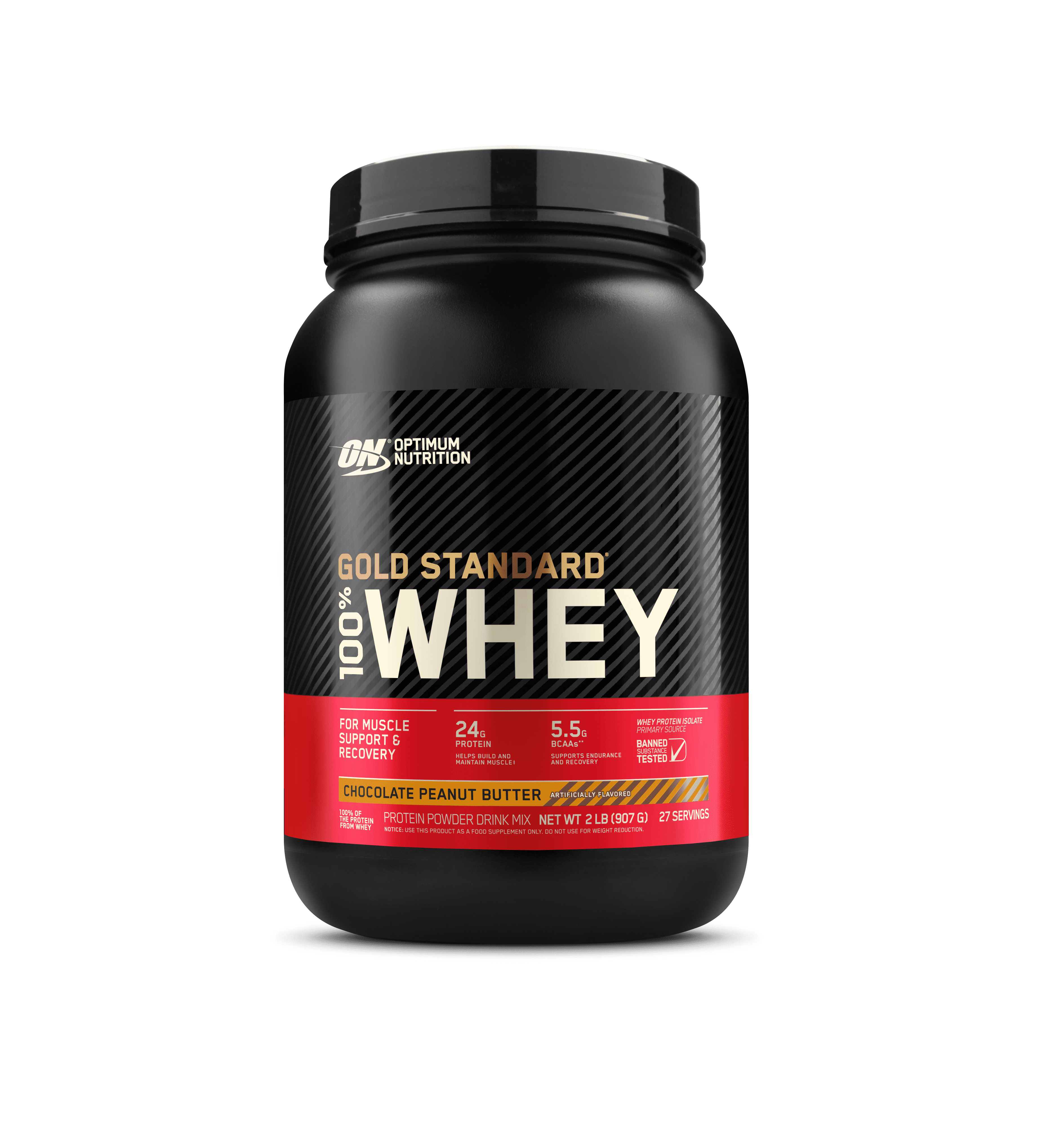 Optimum Nutrition Gold Standard 100% Whey Protein Powder, Chocolate Peanut Butter, 24g Protein, 2 LB