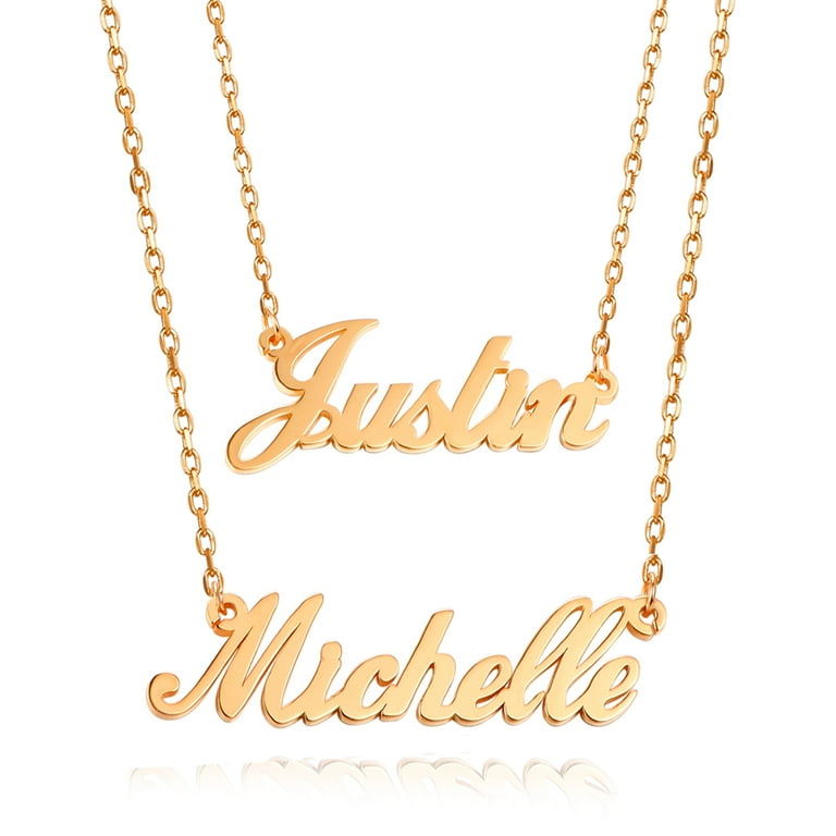 Gold layered name on sale necklace