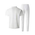 thumbnail image 5 of Ceisia Men's Short Sleeve Button Down Shirt and Pants Set Waffle Knit Casual Two Piece Outfit White S Gifts for Father, 5 of 8
