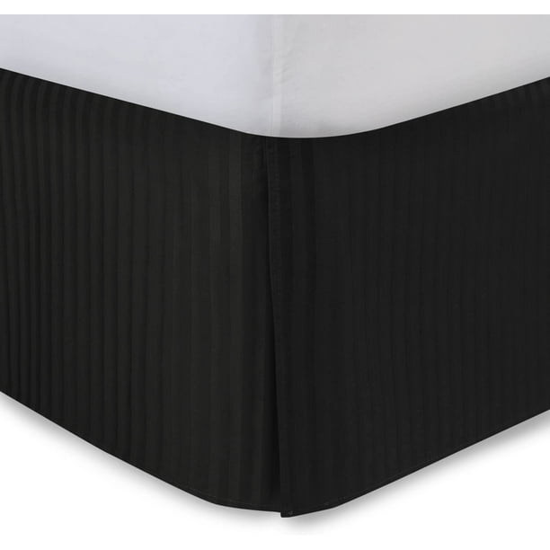 Black Bed Skirt Olymic Queen Bed Skirt 18 Inch Drop, Tailored/Pleated