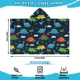 thumbnail image 2 of Colorful Dinosaurs with Palm Trees Hooded Bath Towel，50"x30" for Ages 3 To 12 Kids, Quick Dry Lightweight Soft Microfiber Hood Beach Towel Cover Up for Kids, 2 of 7