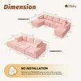 thumbnail image 6 of BIGSYY 138" Boneless Couch with Deep Seat, Modular Sectional Sofa, Cloud Sectional Couch for Living Room, No Assembly Required, Corduroy, U-Shape 4 Seater Left, Pink, 6 of 10