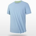 thumbnail image 2 of JUUYY Men's Quick-drying Solid Short Sleeve T-shirt Crewneck Lightweight Slim Stretch Sports T-shirt Top Z08-Light Blue L, 2 of 9