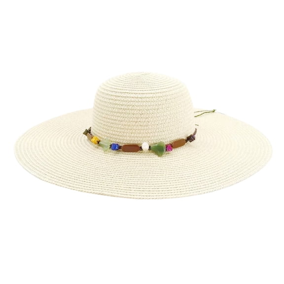 Delayuji Sunshade Hat Women Korean Large Brim Rhinestone Decor Foldable UV Protection Summer Vacation Travel Stylish Beach hat Outdoor Fashion Hat