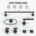 thumbnail image 5 of 7 Pieces Bathroom Hardware Set, Bathroom Accessories Set Includes 24" Towel Bar, Toilet Paper Holder, Towel Ring, Robe Hook, Matte Black & 304 Stainless Steel, Wall Mounted Bathroom Towel Rack Set, 5 of 7