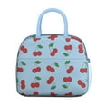 thumbnail image 2 of Cherry Print Insulated Lunch Bag – Cute Red and Pink Fruit Pattern, Reusable Cooler Tote for Work and School, 2 of 7