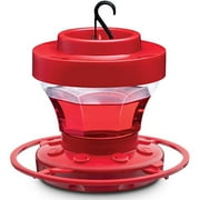 Tiitstoy Hummingbird Feeder 16 oz, Plastic Hummingbird Feeders for Outdoors With Ant Guard - Circular Perch With 8 Feeding Ports - Wide Mouth for Easy Filling/2 Part Base for Easy Cleaning (Red)