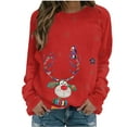 thumbnail image 2 of Wancir Womens Christmas Sweatshirt Funny Reindeer Snowman Crewneck Xmas Holiday Long Sleeves Pullover Tops, 2 of 4