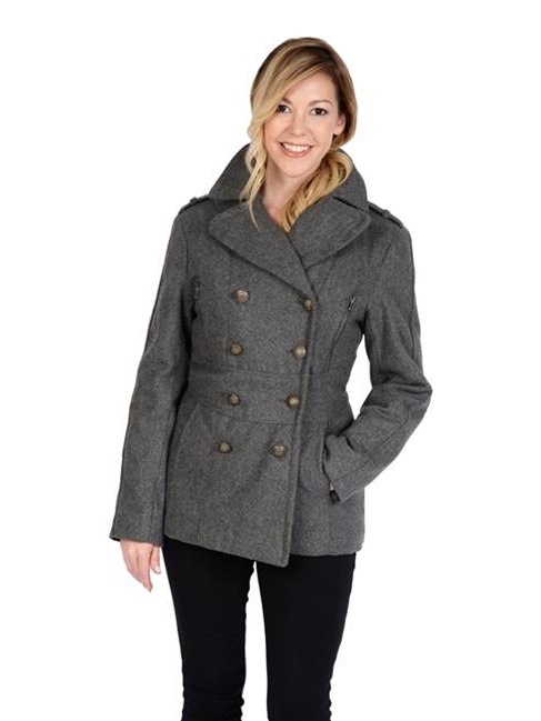 Manteau Femme New York & Co - Taille Small, Gris, Laine, Occasion Très Bon état