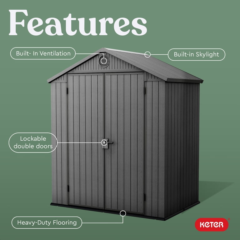 Keter Darwin 6x4 ft. Durable Resin Outdoor Storage Shed With Heavy