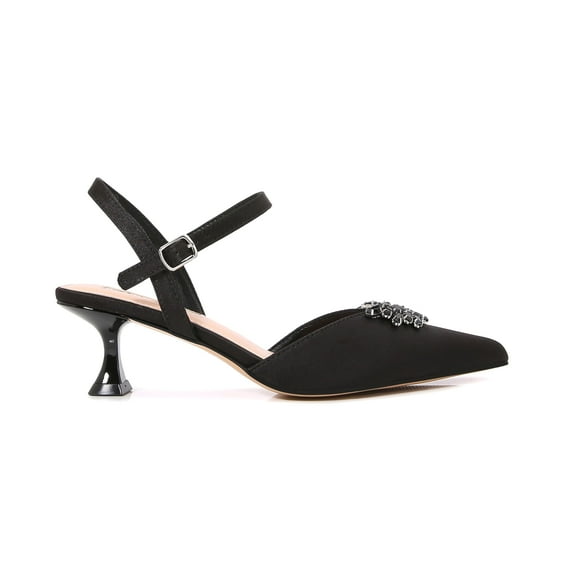 Lady Couture CLASSY Satin Jewel Ornament Sandal, Black, 10