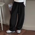 thumbnail image 3 of UACY Boys Girls Baggy Sweatpants Wide Leg Barrel Elastic Waist Drawstring Casual Loose Joggers Track Pant (Black, 13-14 Years), 3 of 4