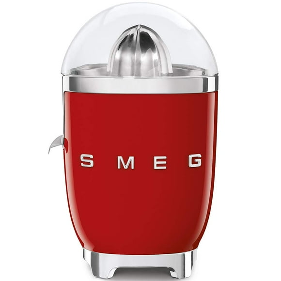 SMEG Exprimidor de cítricos estilo retro años 50 con boquilla antigoteo, activación automática y colado eficiente, rojo