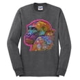 thumbnail image 3 of Colorful Neon Gorilla | Dean Russo Art Animal Lover Mens Long Sleeve Shirt, Heather Black, X-Large, 3 of 6