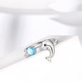 thumbnail image 3 of 925 Sterling Silver Cute Dolphin Ring Open Adjustable Blue Crystal Moonstone Jewelry Women Birthday Gift, 3 of 8