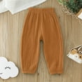 thumbnail image 2 of Toddler Girls Flare Pants with Ruffle Girls Pull On Lightweight Baggy Wide Leg Bell Bottoms Cute Pants Z0A-Gold, 120, 2 of 4