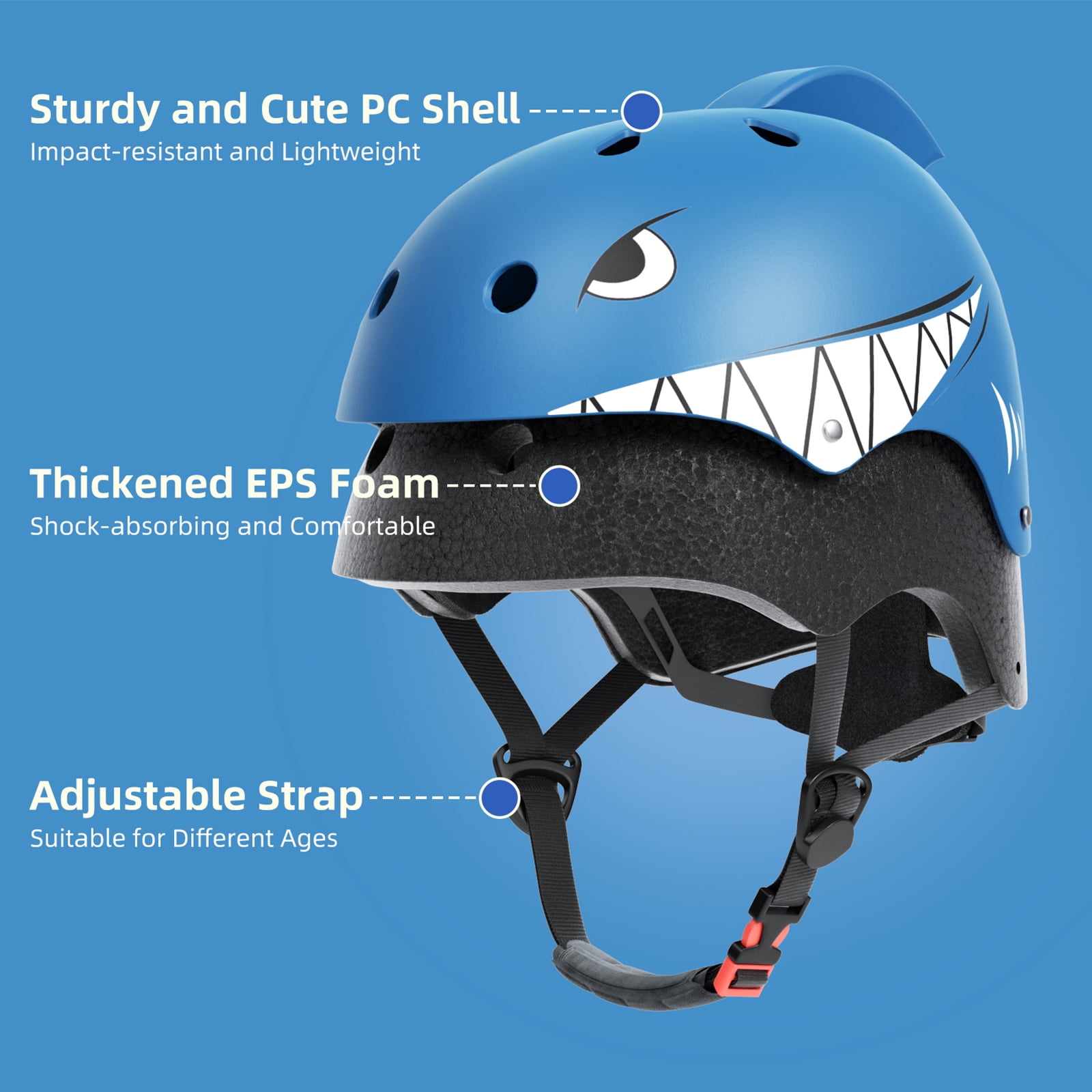 XJD Shark Toddler Bike Helmet for Boys Age 1-5 - Lightweight Kids Bicycle Helmet, Multi-Sport Safety Gear for Cycling Scooter Skating