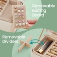 thumbnail image 3 of LEDREM 2-Layer Jewelry Organizer Box, Travel Case with Removable Tray & Necklace Hooks - Compact Storage for Earrings, Rings, Bracelets, Gift for Women, Cloud White, 3 of 5