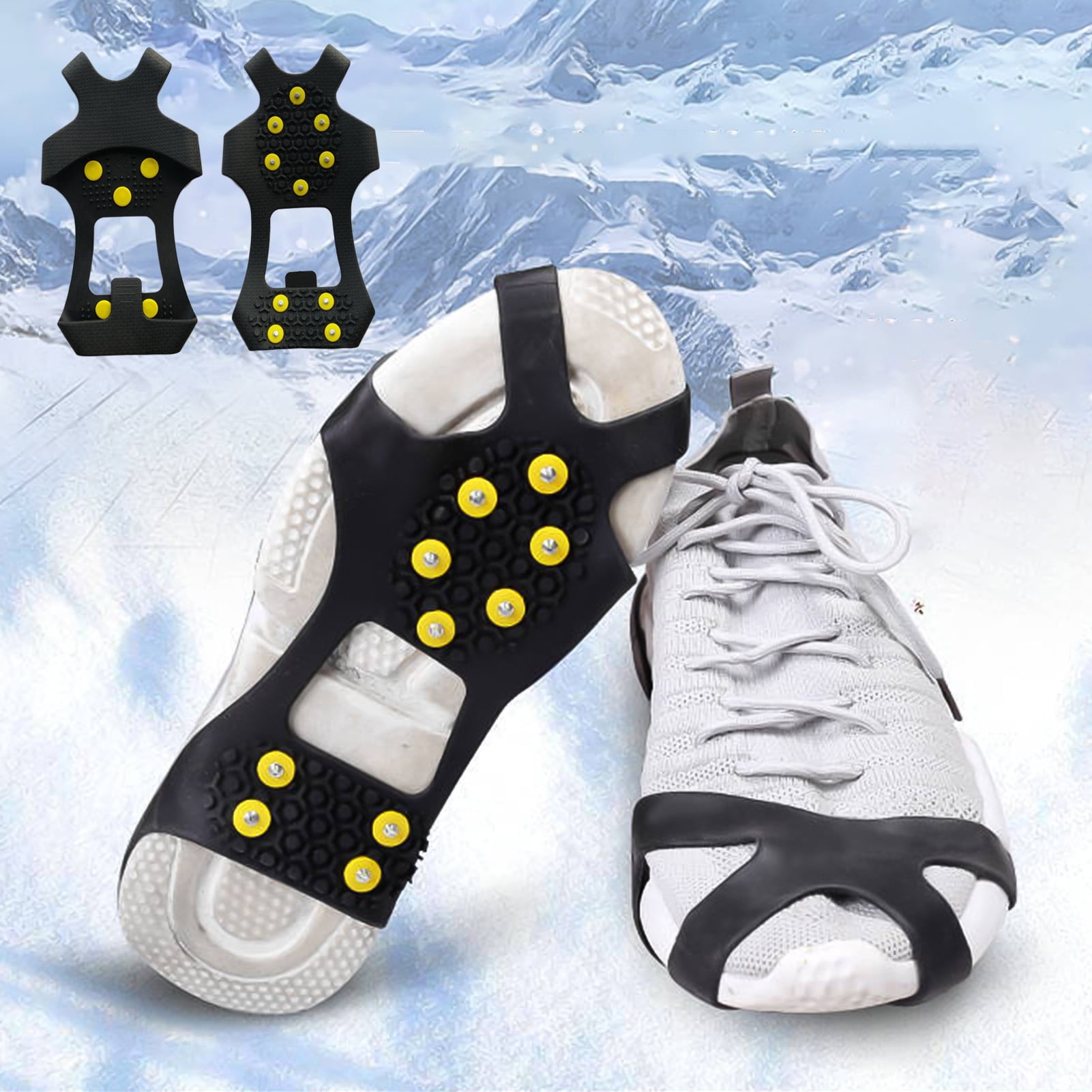 28 Steel Cleats per Foot for a Great Traction on Ice and Snow with 10 Rubber stabilizers Easy to Put On and Off LIFE-SPORTS GEAR Grip Ice Cleats for Boots and Shoes