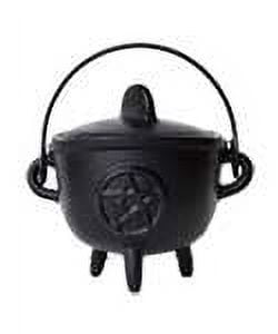 Party Games Accessories Halloween Sance Cauldrons Pentagram Cast Iron Three Legged with Handle and Lid 5"