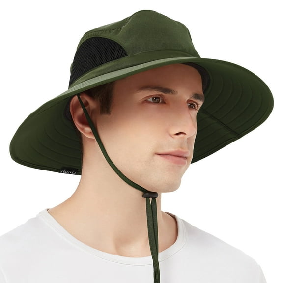 SkyAuks Waterproof Wide Brim Bucket Hat, Sun Hat for Men Women,Boonie Hat Fishing Hiking Safari Beach,Armygreen-1