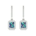 thumbnail image 3 of 5.8072 ct Lever-Back Drop Dangle Earrings for Women | 7.5X5.5mm Emerald Cut Blue Moissanite | 18K White Gold, 3 of 5