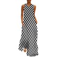 thumbnail image 1 of Robe à Carreaux Vichy Rouge et Blanc Robe Maxi Vintage Street Wear Boho Plage Longues Robes Col en V Design Surdimensionné Vestidos, 1 of 5