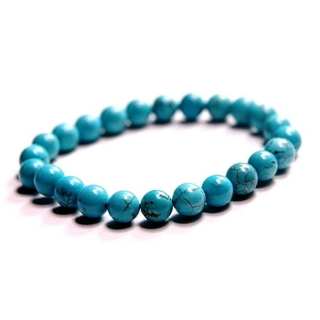 - Fashion Jewelry round turquoise bead gemstone stretch bracelet - J148