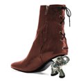 thumbnail image 2 of FSJ Women Fashion Chic Elephant Mid Heel Ankle Boots Pointy Close Toe Side Zipper Back Lace Up Short Booties Walking Dress Shoes Size 13 Brown, 2 of 3