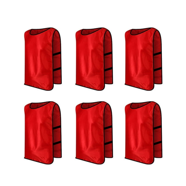 TOPTIE Gilets d'Entraînement de Mêlée Salopettes de Soccer Ensemble de 6-Rouge-TG