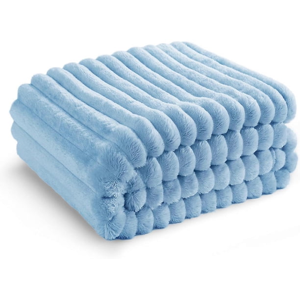 Blue Fleece Blanket for Couch - Super Soft Cozy Blankets for Women, Cute Small Blanket for Girls, 60x80 Inches