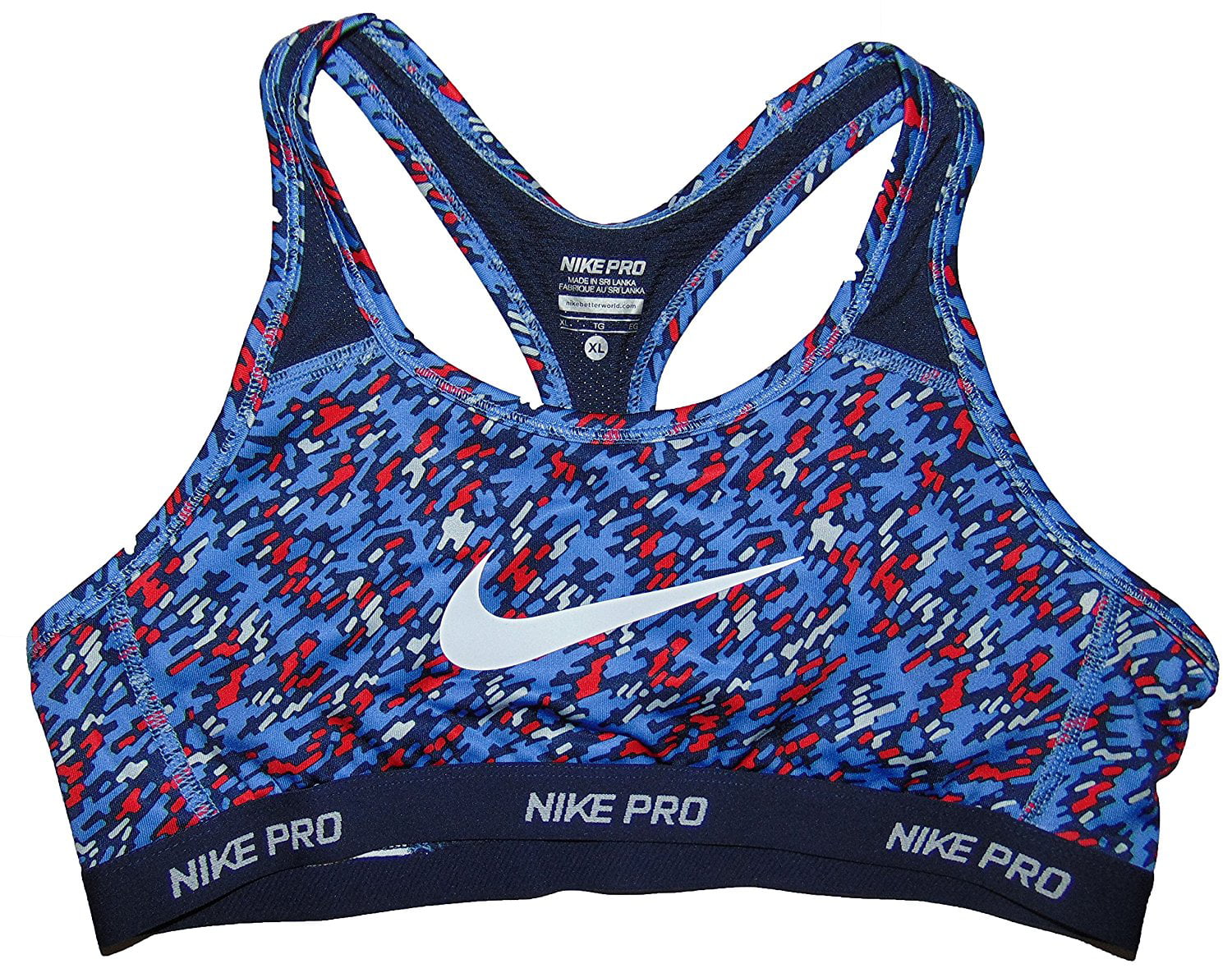 Nike - Nike Big Girls' (7-16) Allover Print Hypercool Training Bra-Blue ...