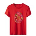 thumbnail image 1 of Tops con estampado de Pascua de manga corta con cuello redondo para mujer Fridja  bn4628, 1 of 6