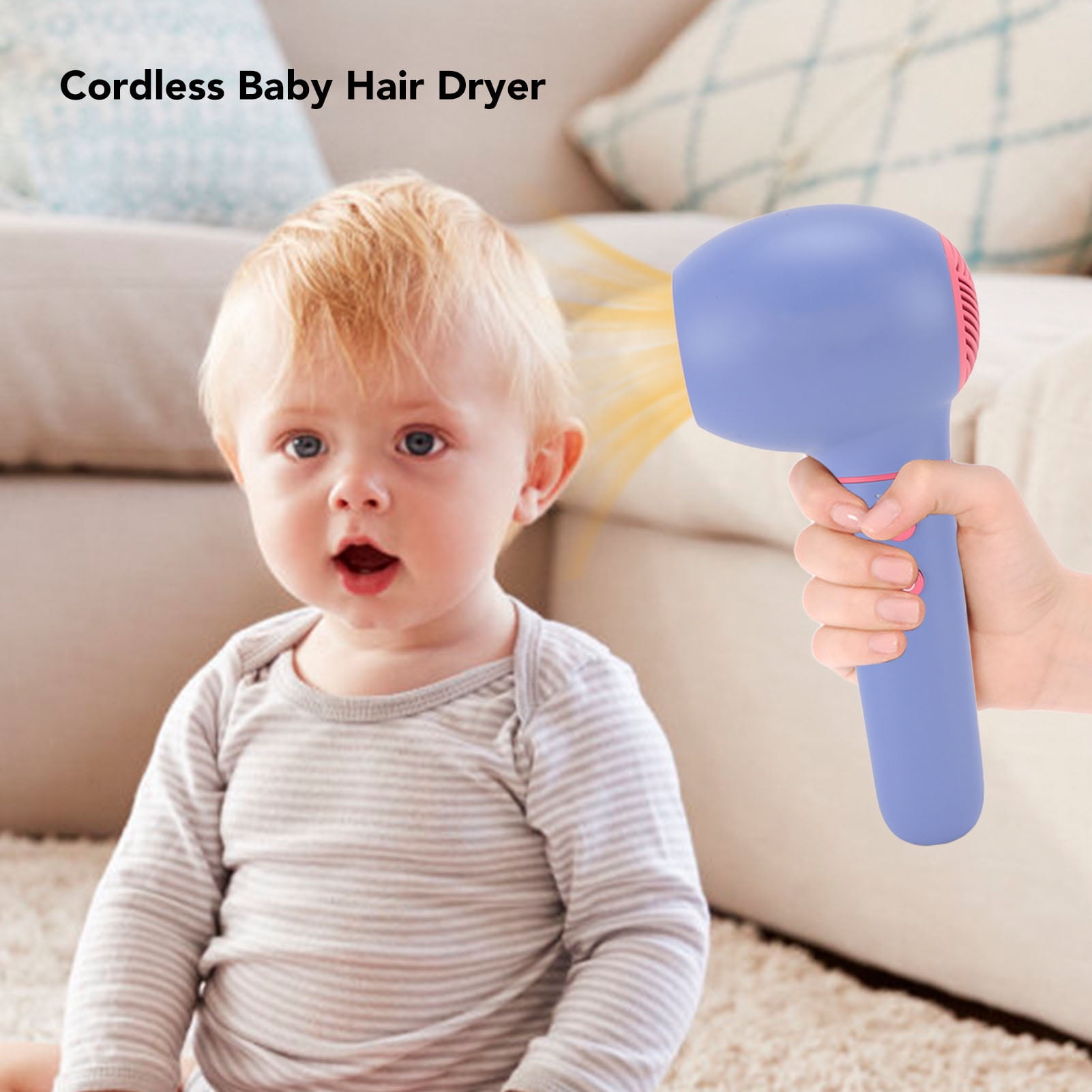 Kids Hair Drye, Cordless Baby Hair Dryer Portable Mini Blow Dryer Compact  Kids Hairdryer Quiet Small Hair Dryer for Infant Hair and Skin Boy Girl