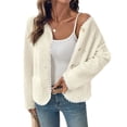 thumbnail image 2 of Abrigo Abierto para Mujer, Chaqueta con Ribete de Encaje, Ropa de Moda de Larga, Abrigo Tipo Gabardina. Crema M, 2 of 10