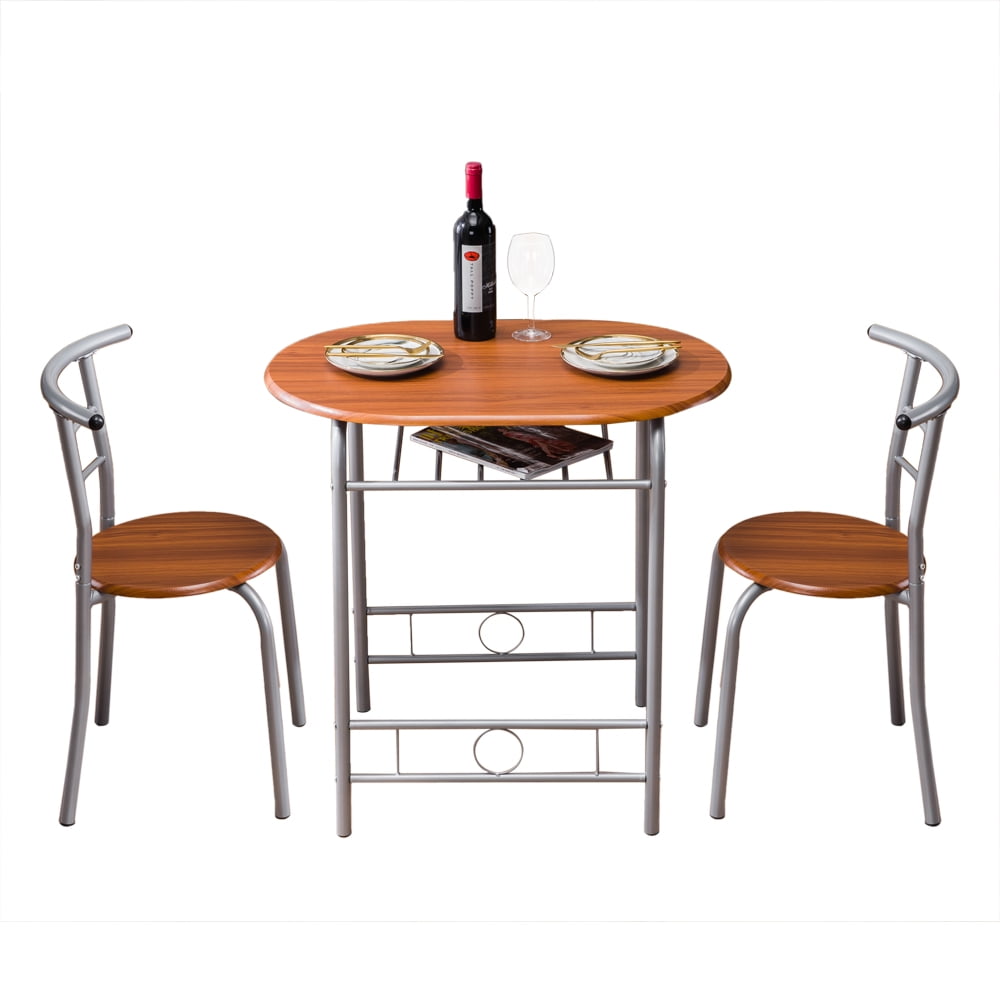 Kepooman 3 Piece Dining Table Set, PVC Light Breakfast Table, Dining Room Sets PVC Breakfast Table with 2 Chairs, Kitchen Dining Room Round Table and Chairs, Brown Kepooman 3 Piece Dining Table Set, PVC Light Breakfast Table, Dining Room Sets PVC Breakfast Table with 2 Chairs, Kitchen Dining Room Round Table and Chairs, Brown