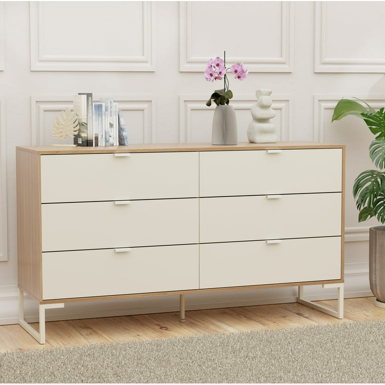 Kappesberg Collins Light Brown/Creme 57"W Dresser and Nightstand Set with  Storage Niche - for Adults and Teens