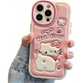 thumbnail image 1 of Funda de dibujos animados para iPhone 13 Pro Max de 6.7 pulgadas, diseño de gatito kawaii, silicona 3D, correa de TPU suave y resistente a los golpes., 1 of 5