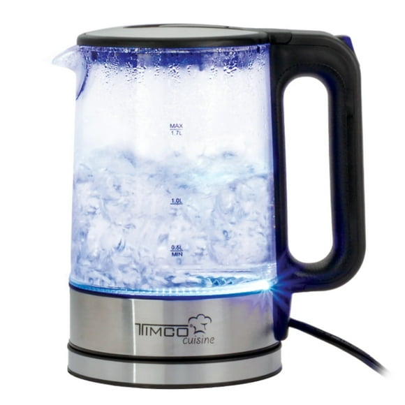 Jarra Eléctrica Timco Vidrio Tetera Eléctrica 1.7 L Hervidor Color Plateado